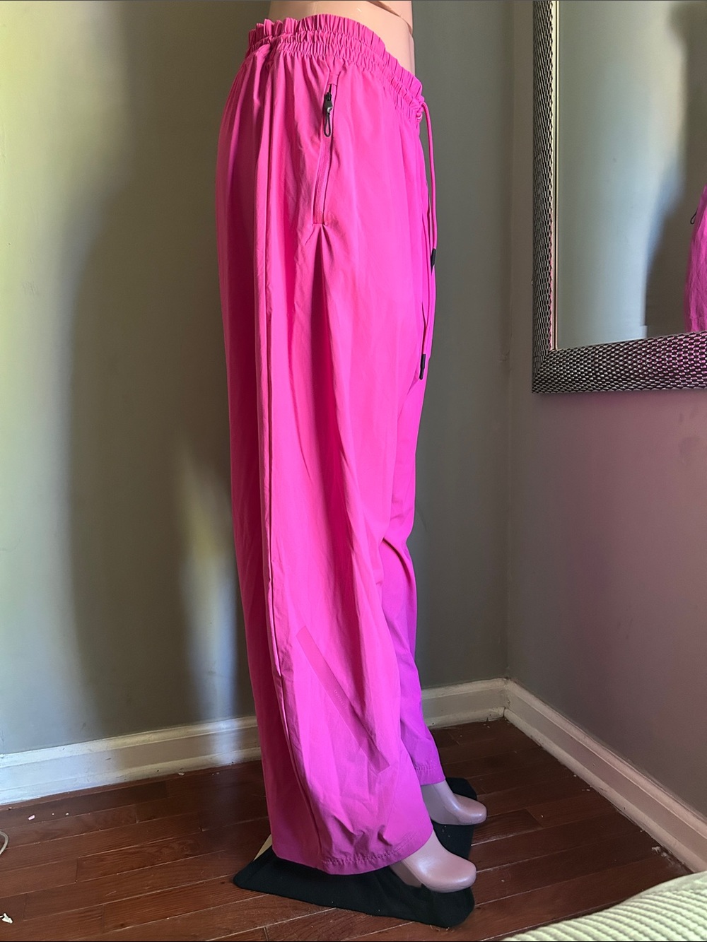 adidas Hot Pink Wide-Leg Drawstring Track Pants